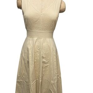 J. Crew Cream A-Line Midi Dress Scoop Neck Sleeveless Size 2